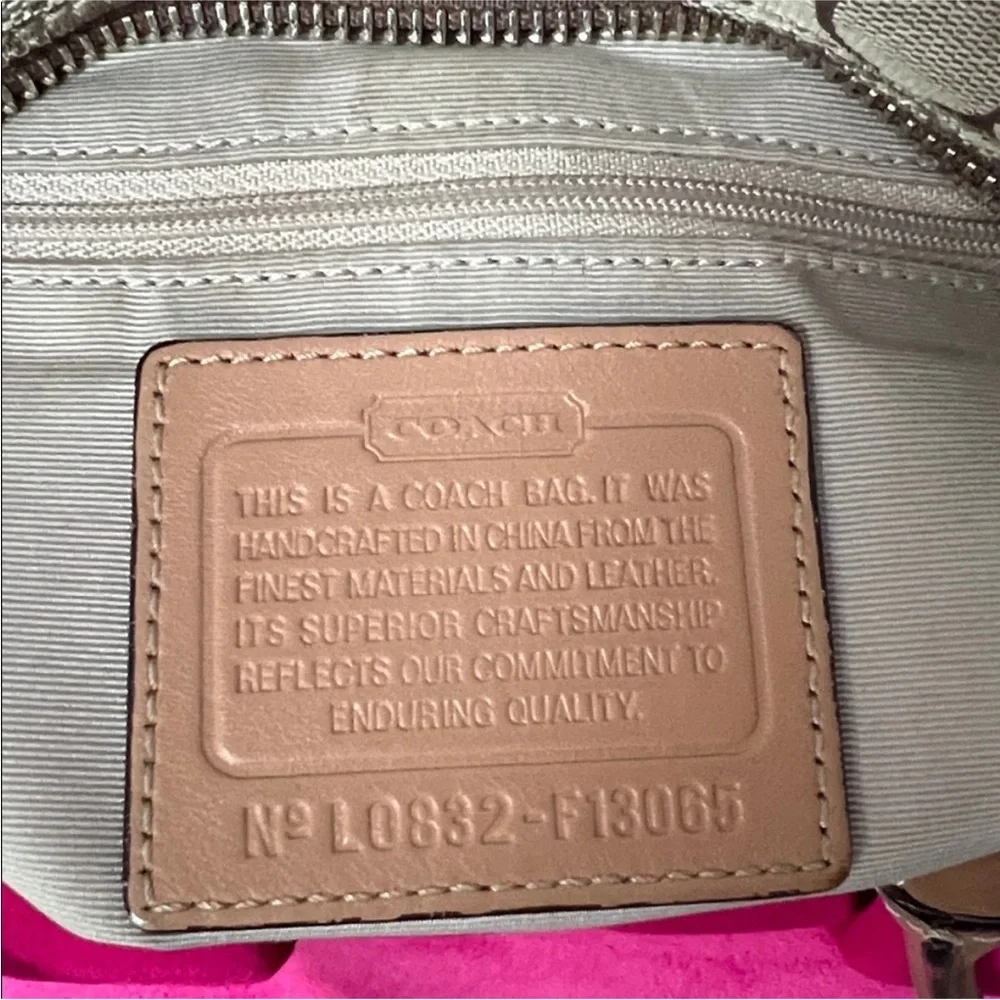 Coach Signature Canvas Shoulder Bag in Tan and Khaki - Picture 6 of 17